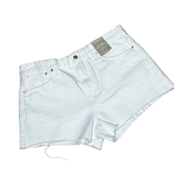 NWT Madewell White Relaxed Cut OffDenim Shorts Women's Size 31